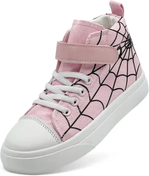 Toddler Boys Girls Shoes Kids High Top Canvas Sneakers Hook and Loops Lightweight Cartoon Casual Sneakers Walking Shoes