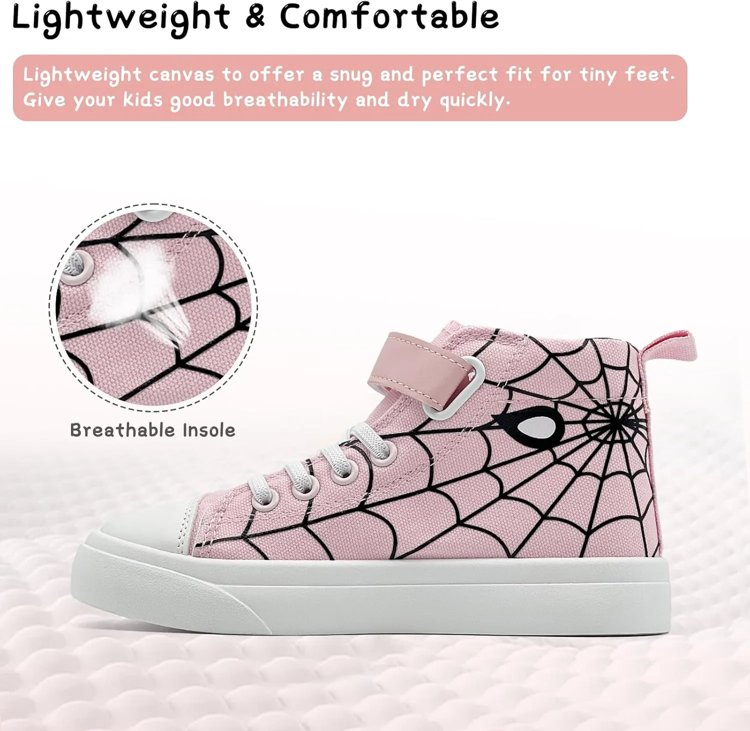 Toddler Boys Girls Shoes Kids High Top Canvas Sneakers Hook and Loops Lightweight Cartoon Casual Sneakers Walking Shoes
