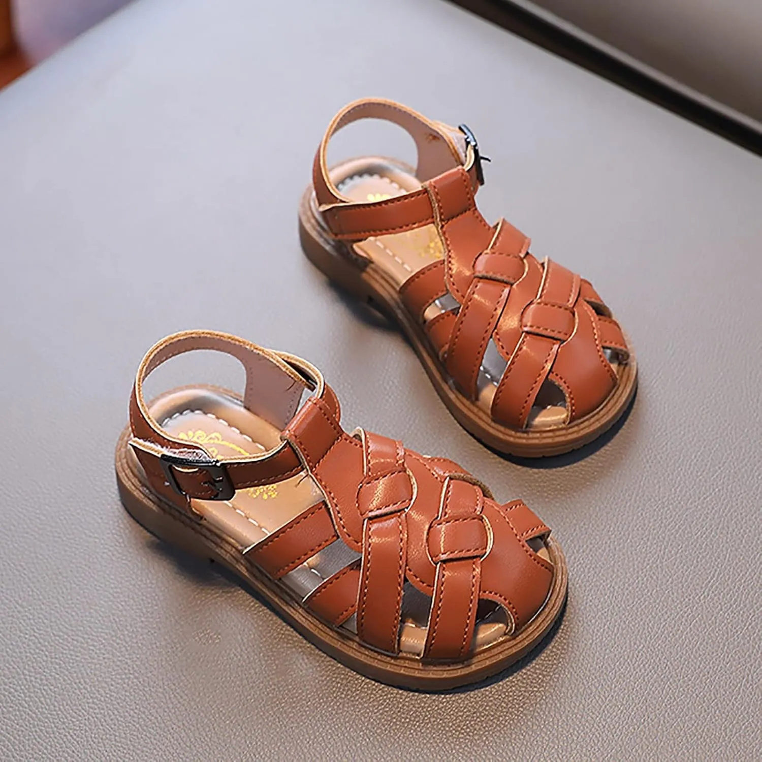 Toddler Girl Sandals Size 6 Girls Sandals Toddler Little Kid Closed Toe T Strap Flats Girls Sandals Size 9