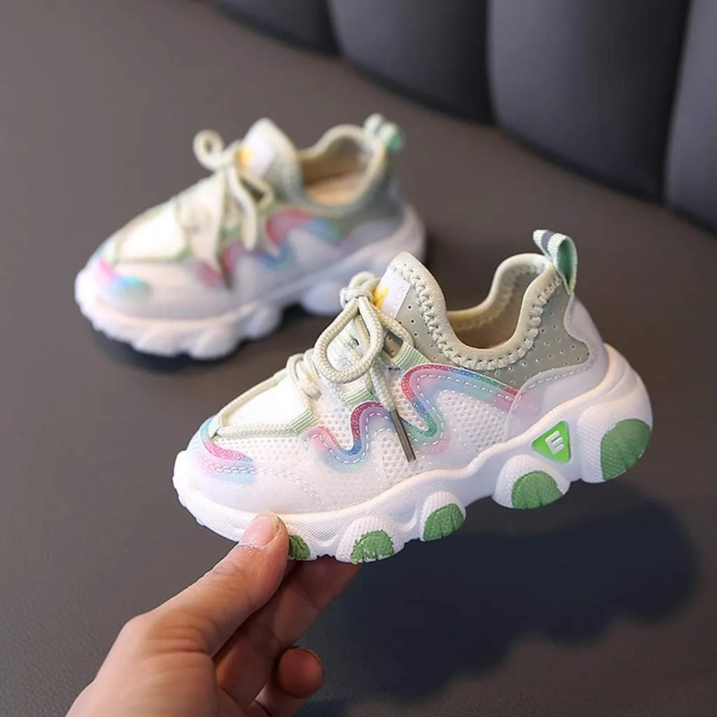 Toddler Girls Sneakers Kids Baby Mesh Breathable Comfortable Lace Up Soft Shoes Slip On Walking Running Tennis Shoes