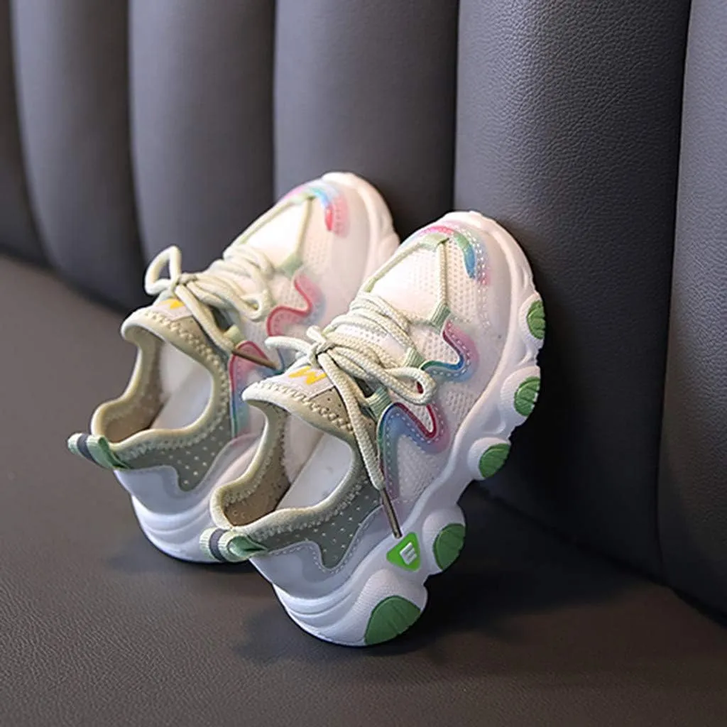 Toddler Girls Sneakers Kids Baby Mesh Breathable Comfortable Lace Up Soft Shoes Slip On Walking Running Tennis Shoes