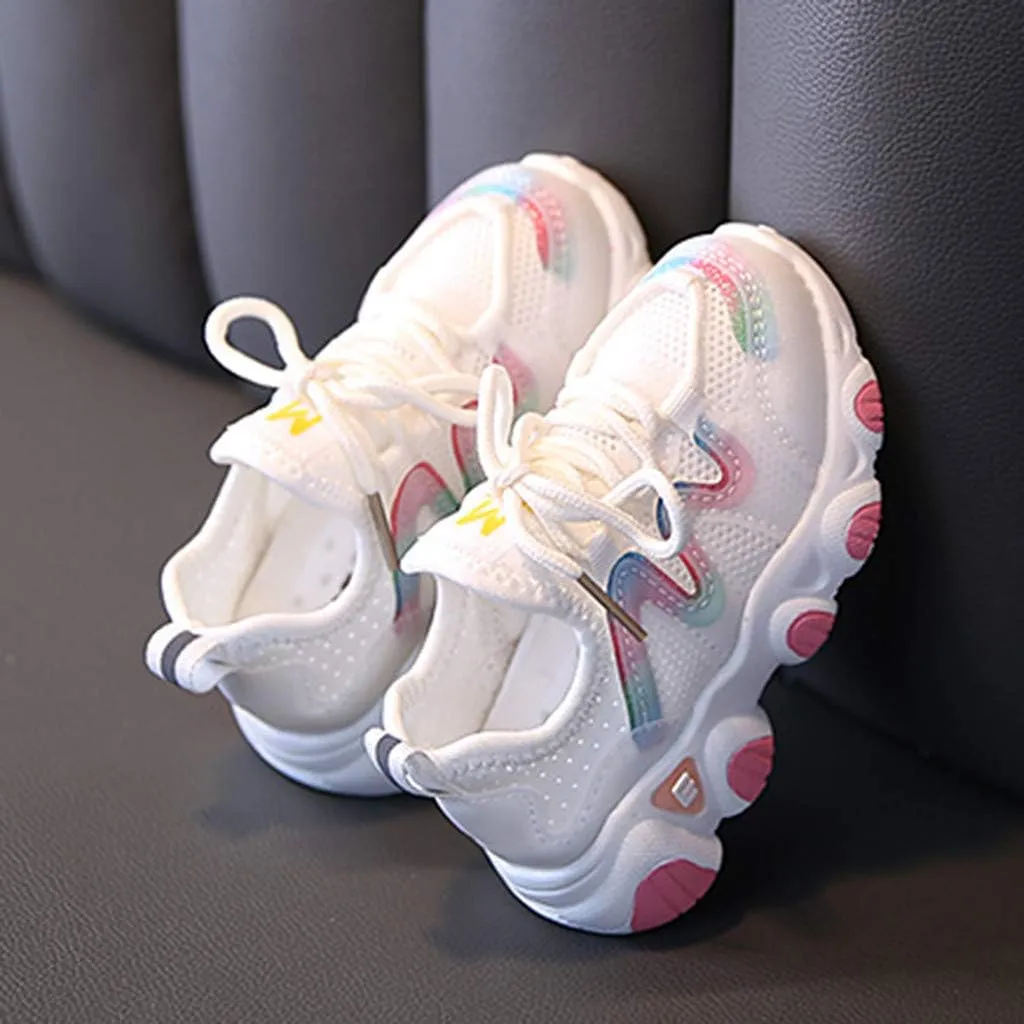 Toddler Girls Sneakers Kids Baby Mesh Breathable Comfortable Lace Up Soft Shoes Slip On Walking Running Tennis Shoes