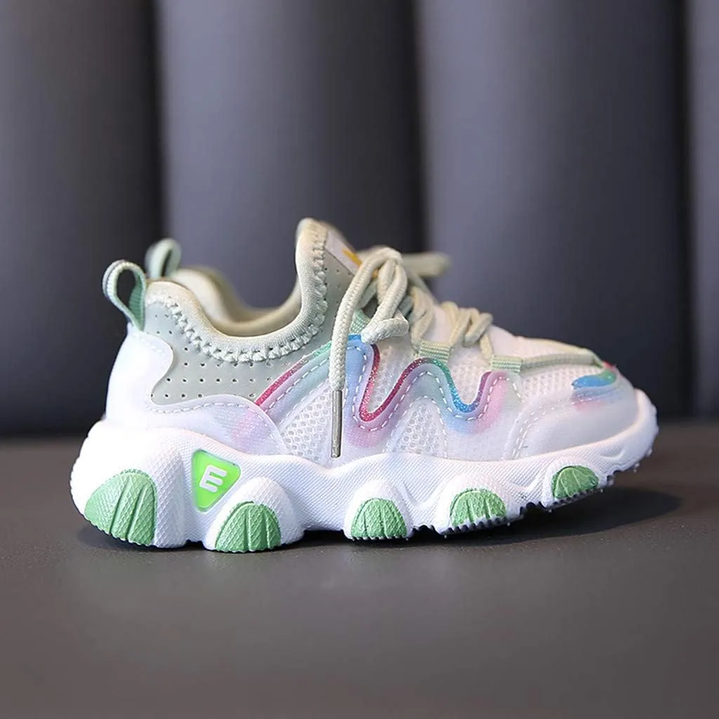 Toddler Girls Sneakers Kids Baby Mesh Breathable Comfortable Lace Up Soft Shoes Slip On Walking Running Tennis Shoes