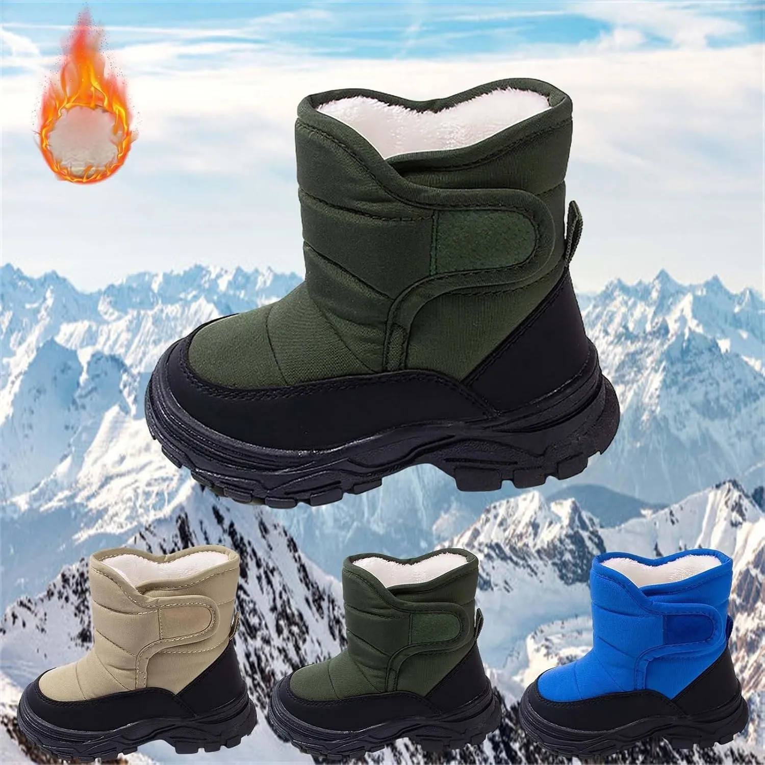 Toddler Rubber Sole Cotton Fuzzy Snow Booties Open Toe Fashion Loafers Shoes Warm Comfy Outdoor Ski Non Slip Sport Shoes