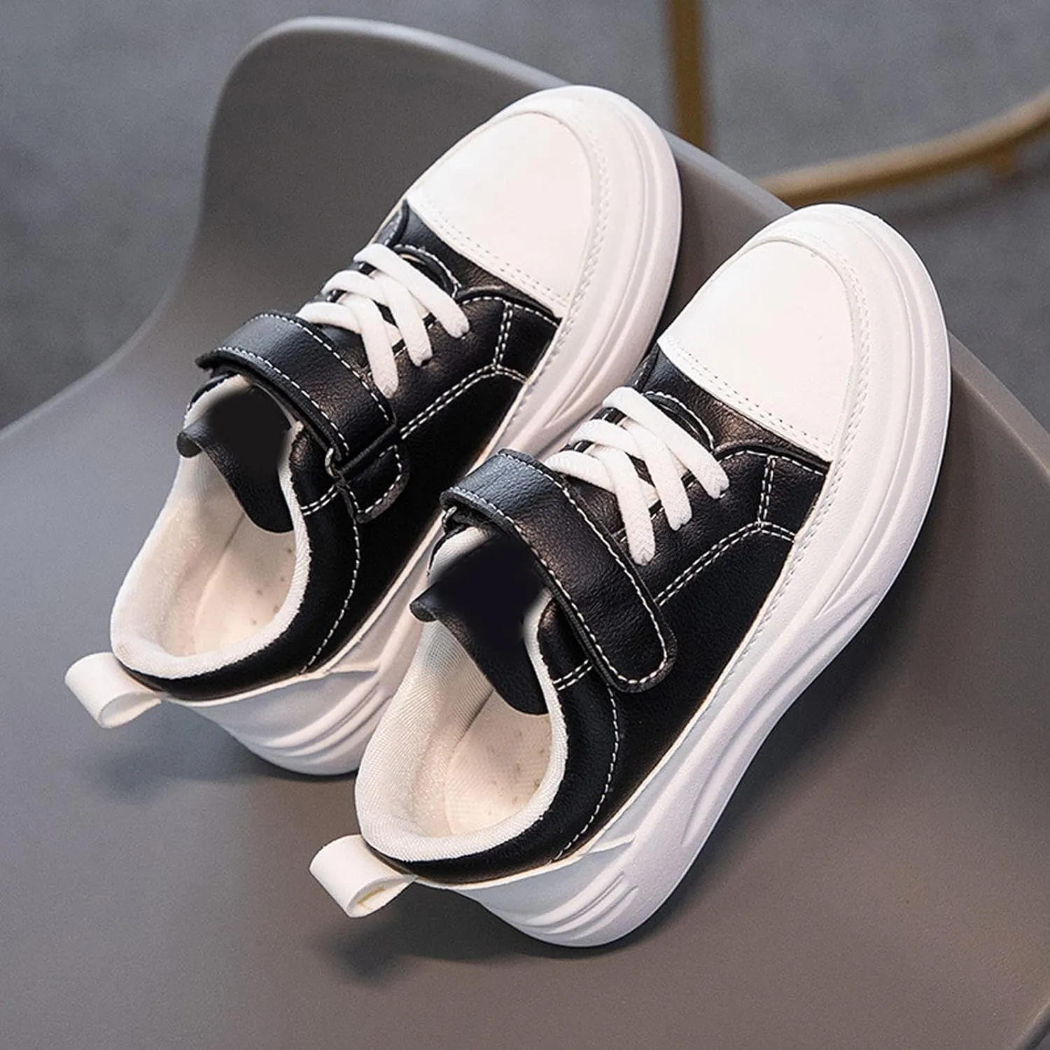 Toddler Shoes for Boys Girls, Kids Low Top Leather Sneakers Running Walking Shoes Breathable Lightweight Non-Slip