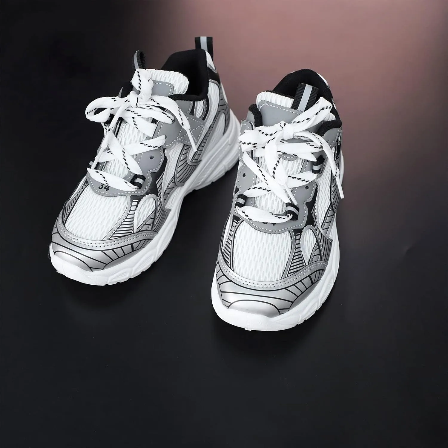 Toddler Sneakers Boys Girls Tennis Shoes Kids Mesh Breathable Sneakers Non Slip Lace-up Running Athletic Sports Shoes