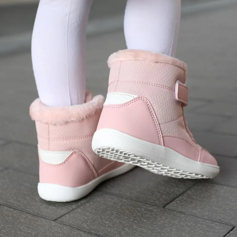 Toddler/Little Kids/Big Kids Waterproof High Top Winter Snow Boots,Girls Boys Wide Toe Box Barefoot Boots Shoes,Kids Minimalist Barefoot Hiking Shoes,Zero Drop Sole