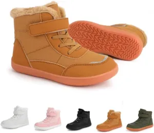 Toddler/Little Kids/Big Kids Waterproof High Top Winter Snow Boots,Girls Boys Wide Toe Box Barefoot Boots Shoes,Kids Minimalist Barefoot Hiking Shoes,Zero Drop Sole