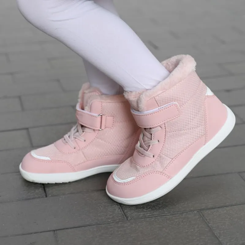 Toddler/Little Kids/Big Kids Waterproof High Top Winter Snow Boots,Girls Boys Wide Toe Box Barefoot Boots Shoes,Kids Minimalist Barefoot Hiking Shoes,Zero Drop Sole
