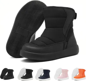 Toddler/Little Kids/Big Kids Waterproof High Top Winter Snow Boots,Girls Boys Wide Toe Box Barefoot Boots Shoes,Kids Minimalist Barefoot Hiking Shoes,Zero Drop Sole