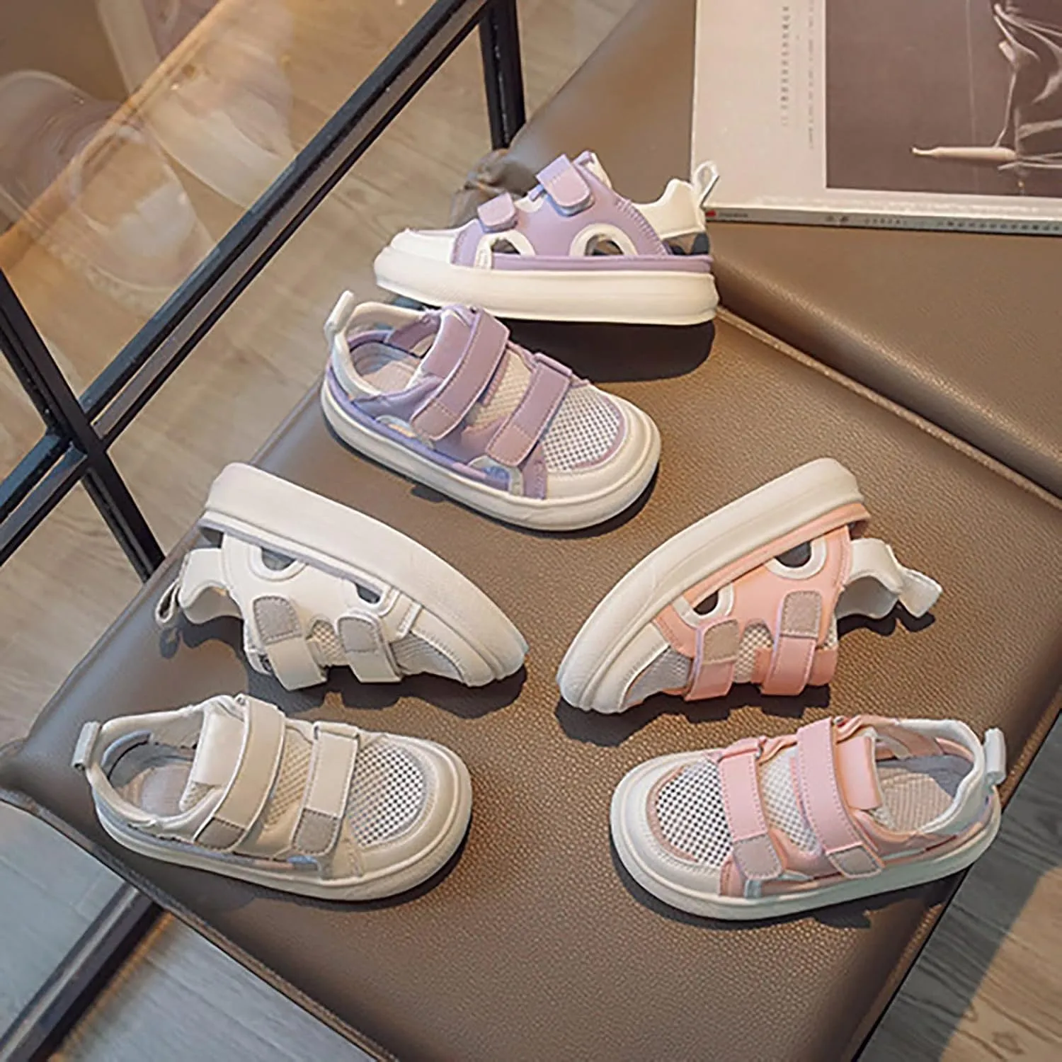 Unisex Toddler Lightweight Breathable Hollow Sneakers Non-Slip Fashion Walking Shoes for Boys Girls School Shoes