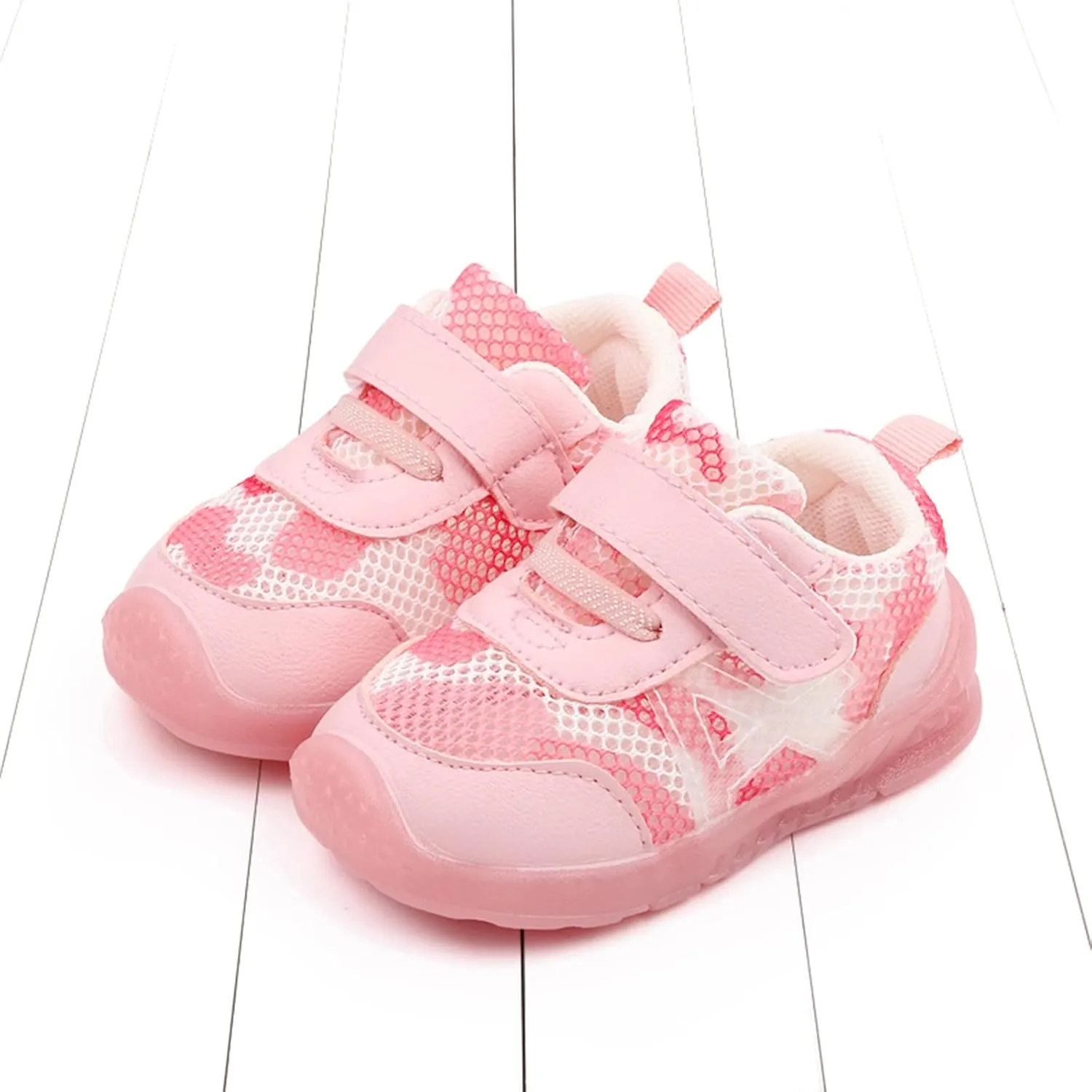 Walking Shoes for Kids Boys and Girls Children Breathable Hook Loop Non Slip Soft Sole Mesh Shoes