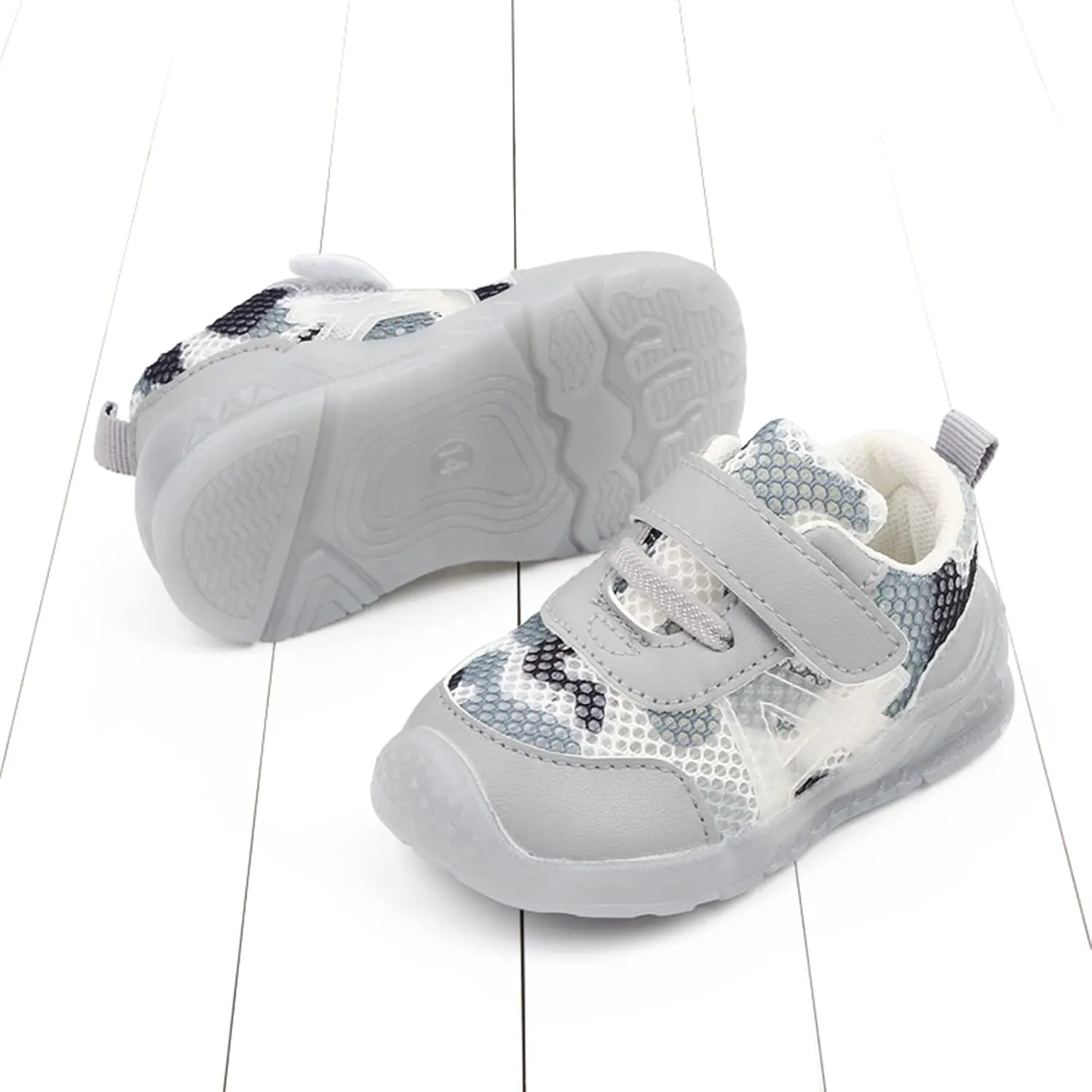 Walking Shoes for Kids Boys and Girls Children Breathable Hook Loop Non Slip Soft Sole Mesh Shoes