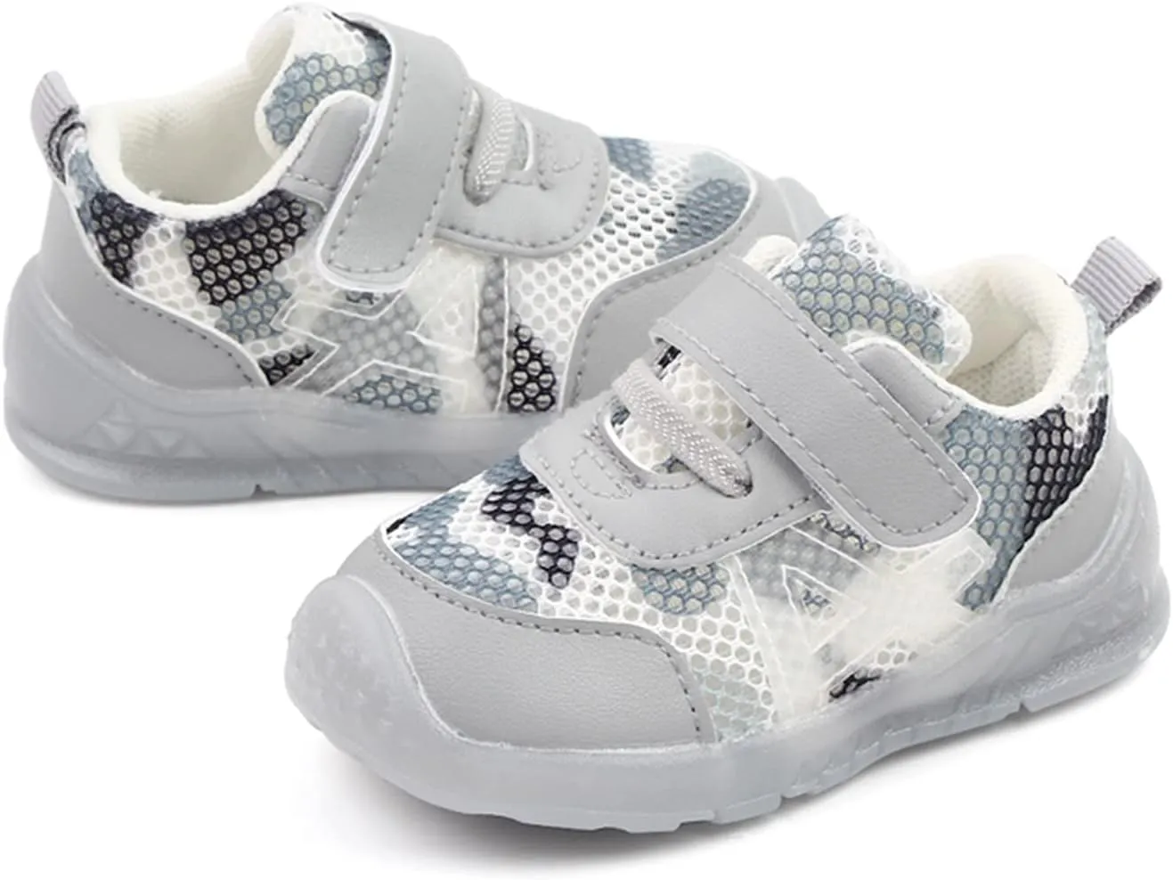 Walking Shoes for Kids Boys and Girls Children Breathable Hook Loop Non Slip Soft Sole Mesh Shoes