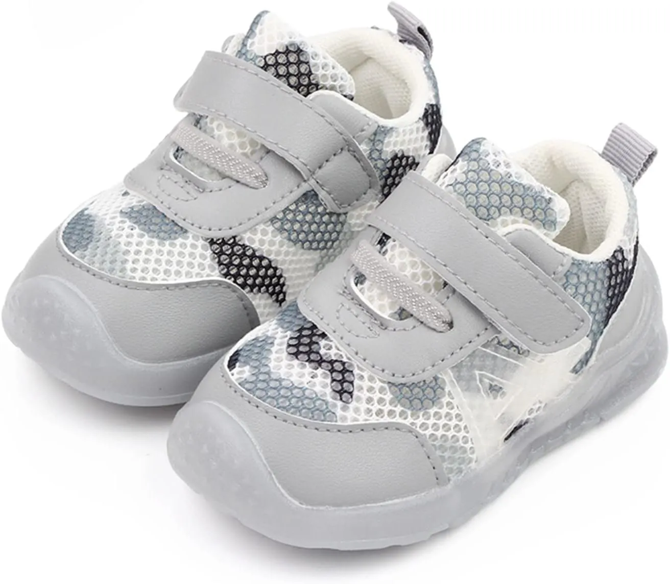 Walking Shoes for Kids Boys and Girls Children Breathable Hook Loop Non Slip Soft Sole Mesh Shoes