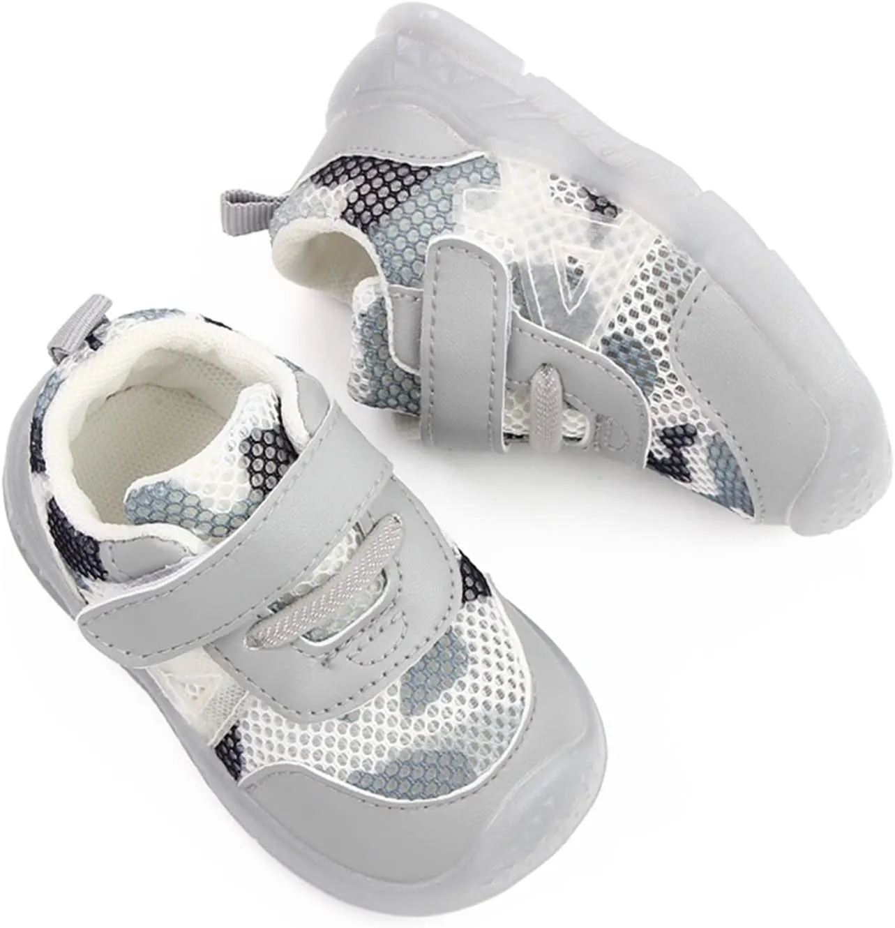Walking Shoes for Kids Boys and Girls Children Breathable Hook Loop Non Slip Soft Sole Mesh Shoes