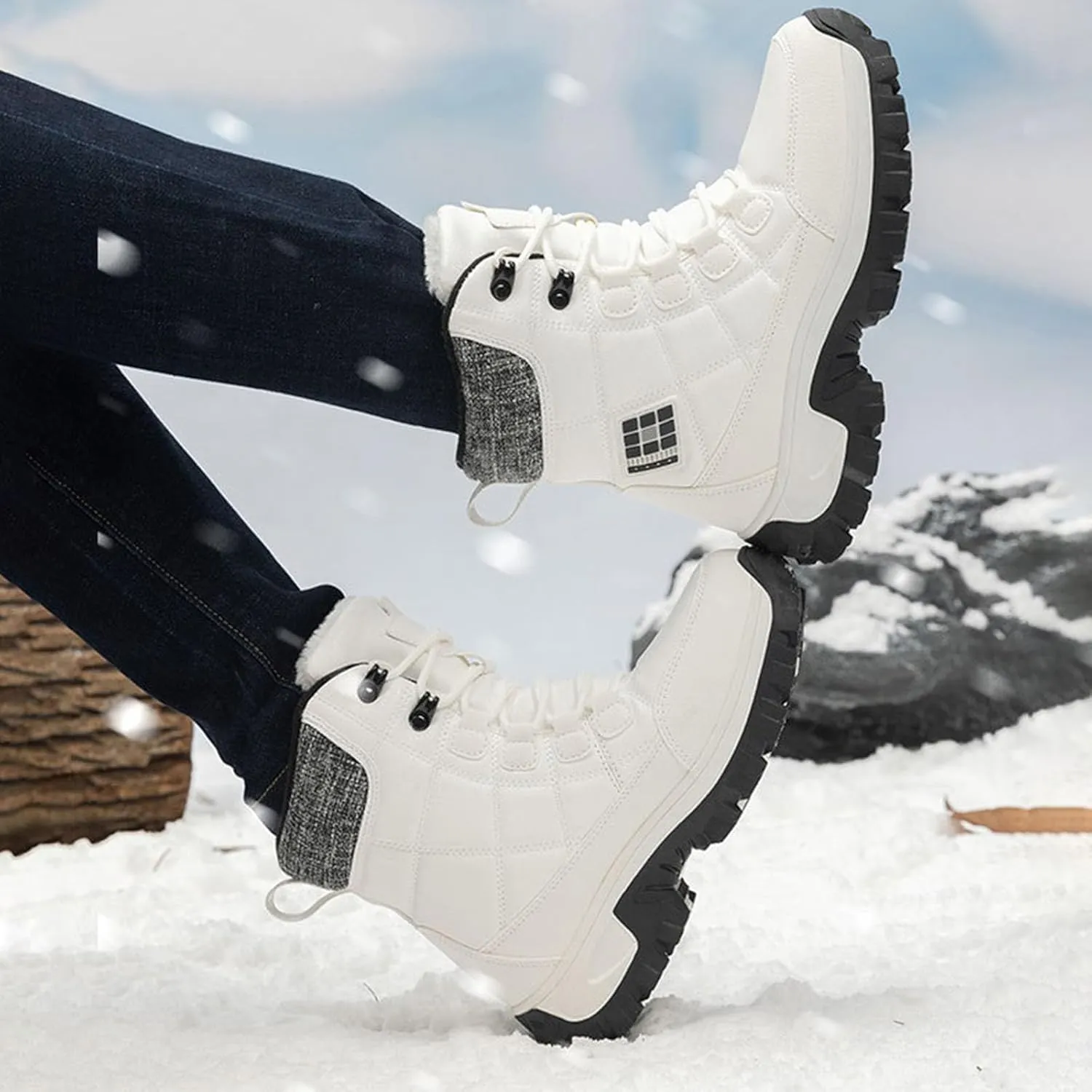 Winter Boots for Women Couple Boots Waterproof Snow Boots Padded Thickened Mid Calf Warm Walking Shoes