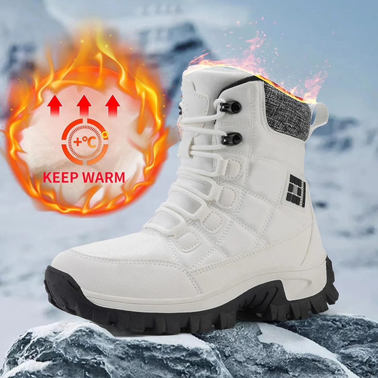 Winter Boots for Women Couple Boots Waterproof Snow Boots Padded Thickened Mid Calf Warm Walking Shoes