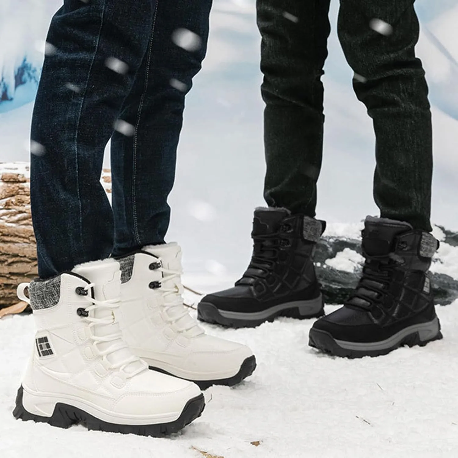 Winter Boots for Women Couple Boots Waterproof Snow Boots Padded Thickened Mid Calf Warm Walking Shoes