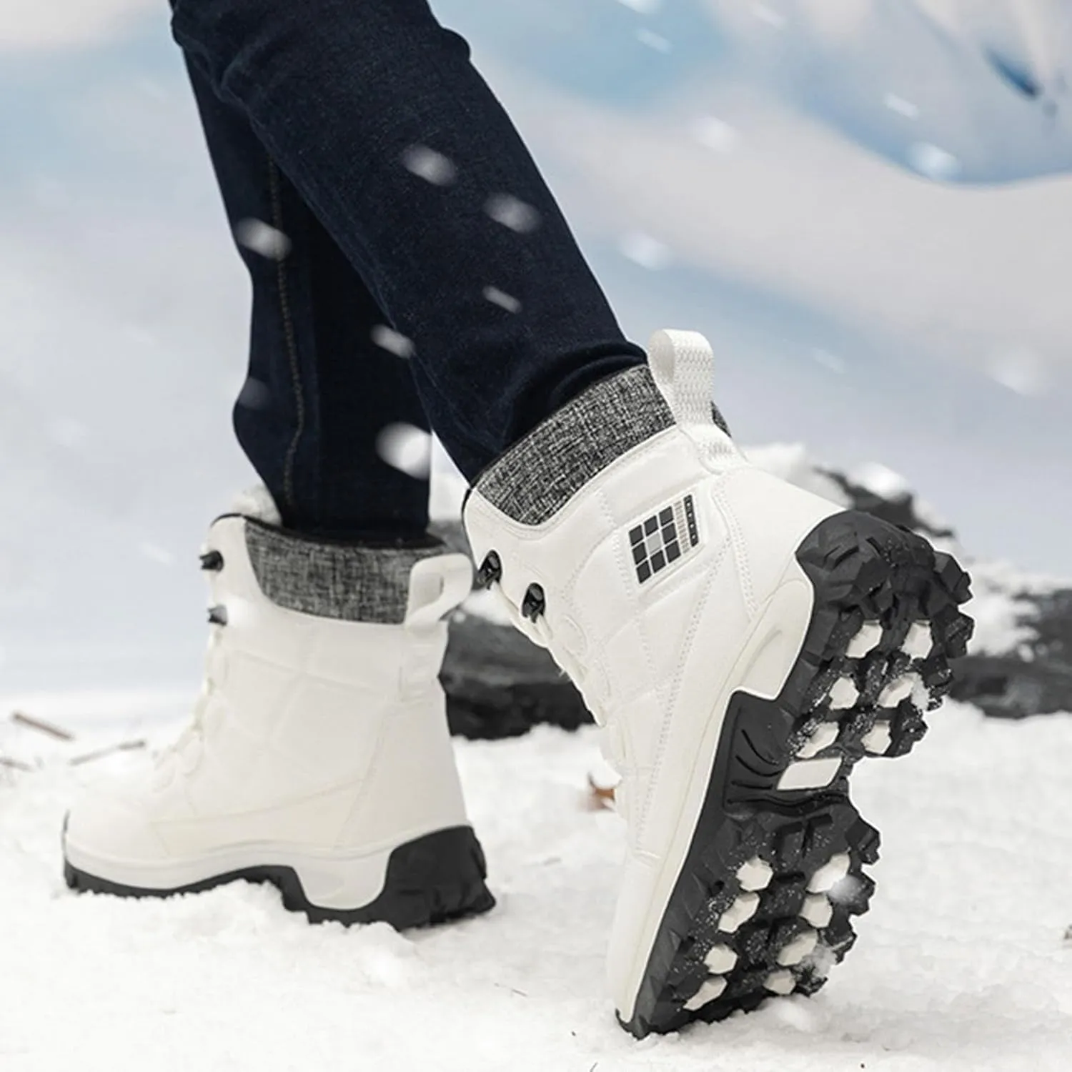 Winter Boots for Women Couple Boots Waterproof Snow Boots Padded Thickened Mid Calf Warm Walking Shoes