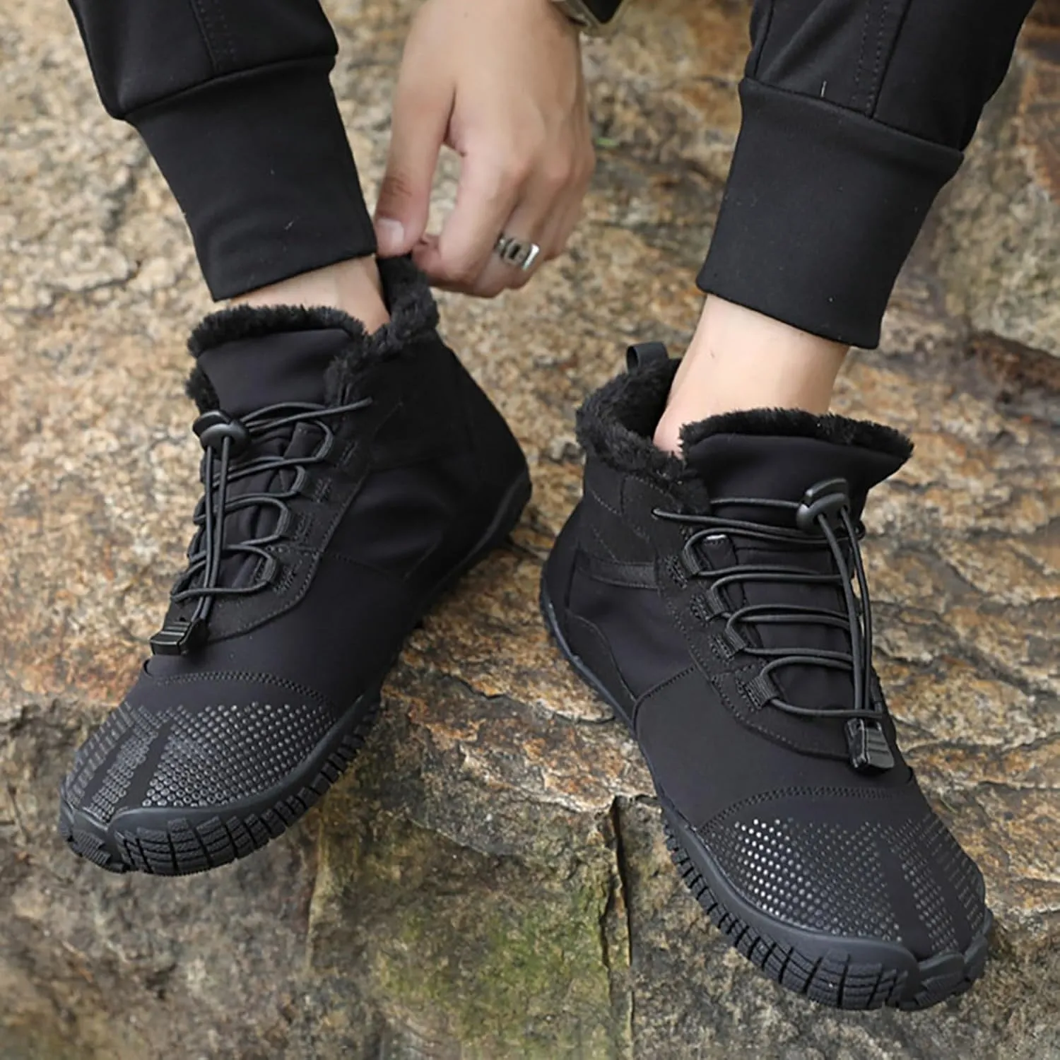 Winter Boots For Women Large Size Hiking Boots Non Slip Thick Sole Snow Boots Five Toe Outdoor Cotton Shoes