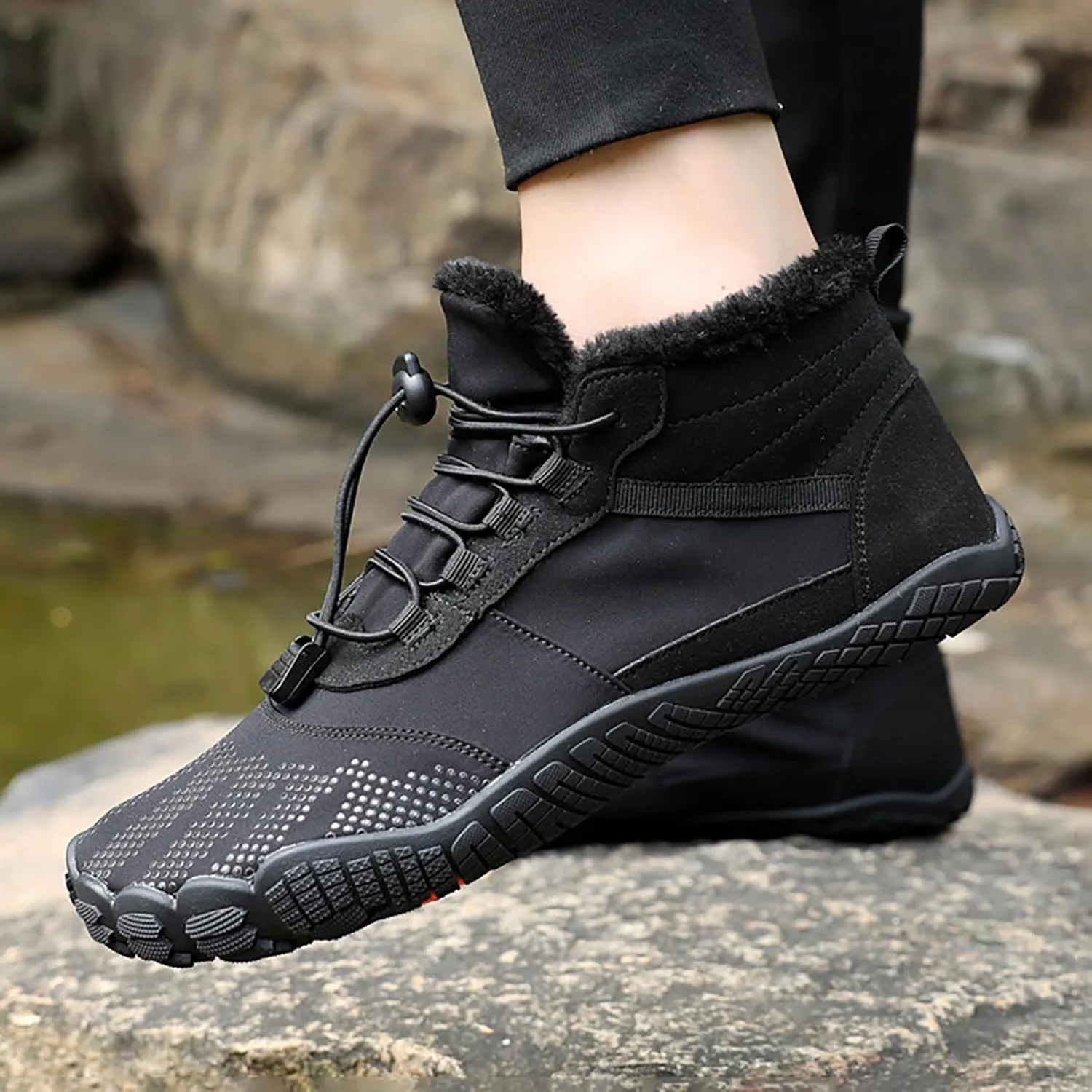 Winter Boots For Women Large Size Hiking Boots Non Slip Thick Sole Snow Boots Five Toe Outdoor Cotton Shoes