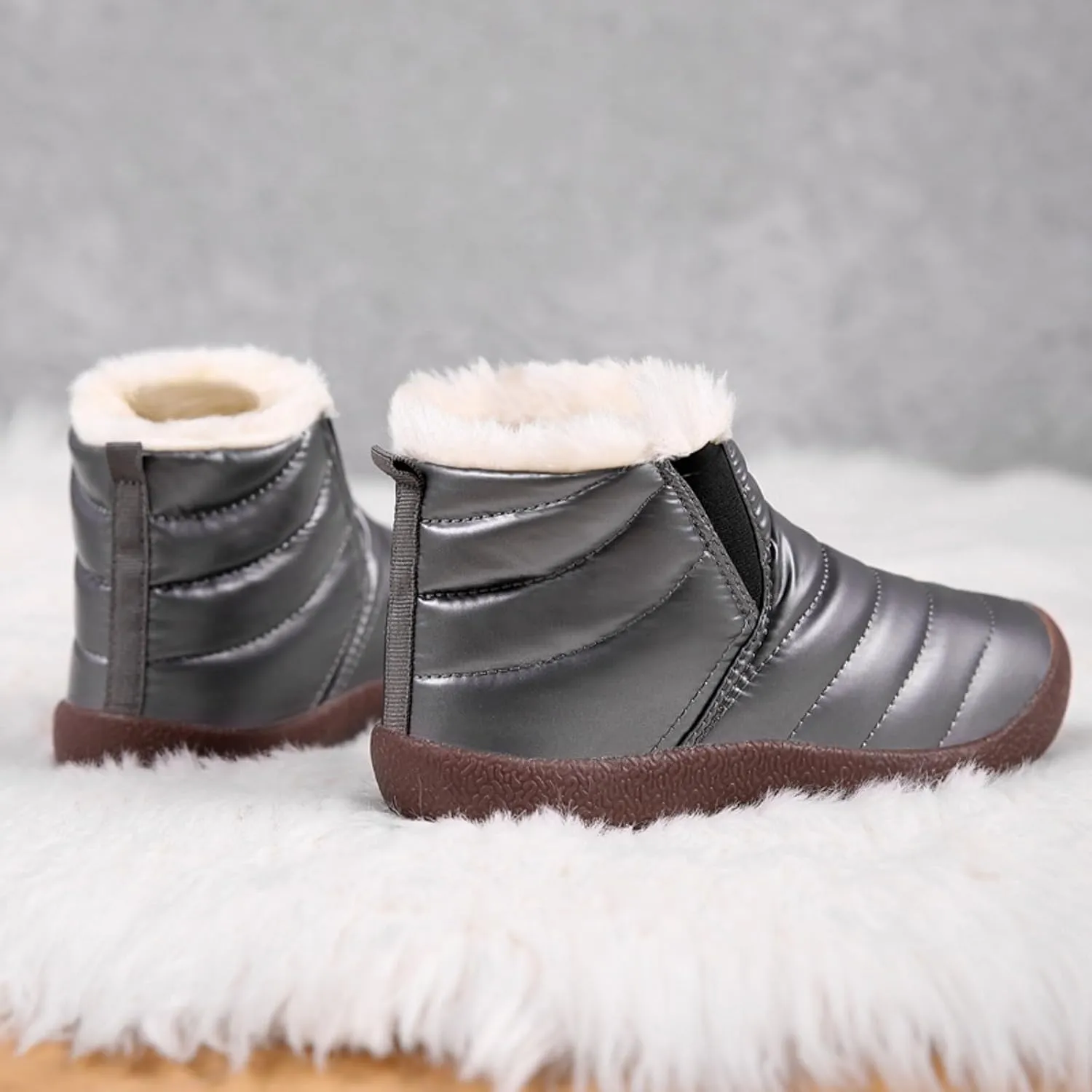 Winter Kids Snow Boots Winter Warm Waterproof Warm Snow Boots Ankle Hiking Boots Anti-Slip Outdoor Shoes