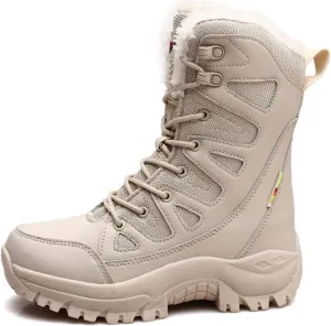 Winter Men Military Boots Leather High-Top Snow Boots Lovers Waterproof Desert Boots Velvet Warm Plus Size Cotton Shoes