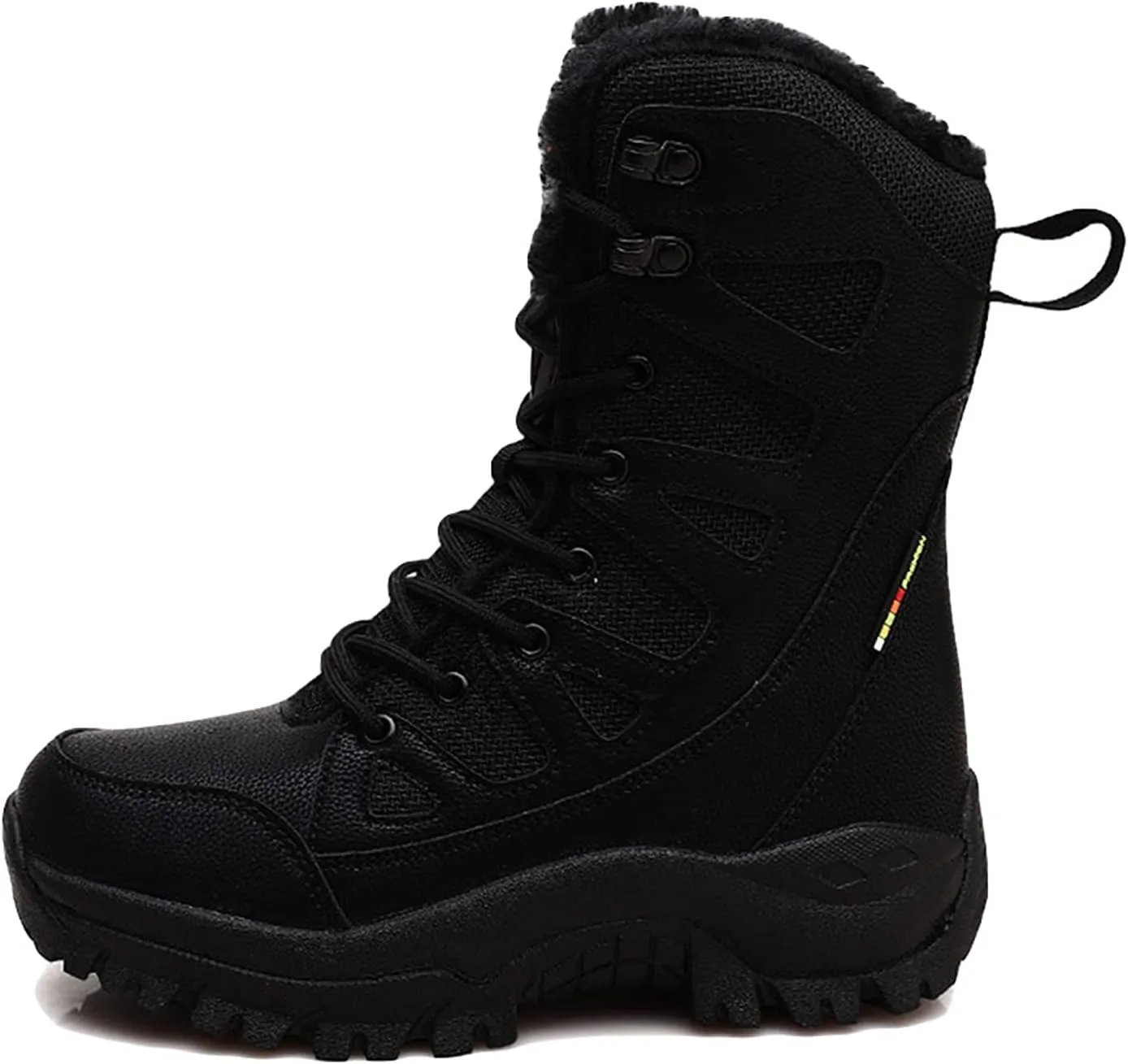 Winter Men Military Boots Leather High-Top Snow Boots Lovers Waterproof Desert Boots Velvet Warm Plus Size Cotton Shoes
