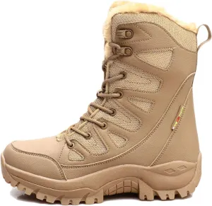 Winter Men Military Boots Leather High-Top Snow Boots Lovers Waterproof Desert Boots Velvet Warm Plus Size Cotton Shoes