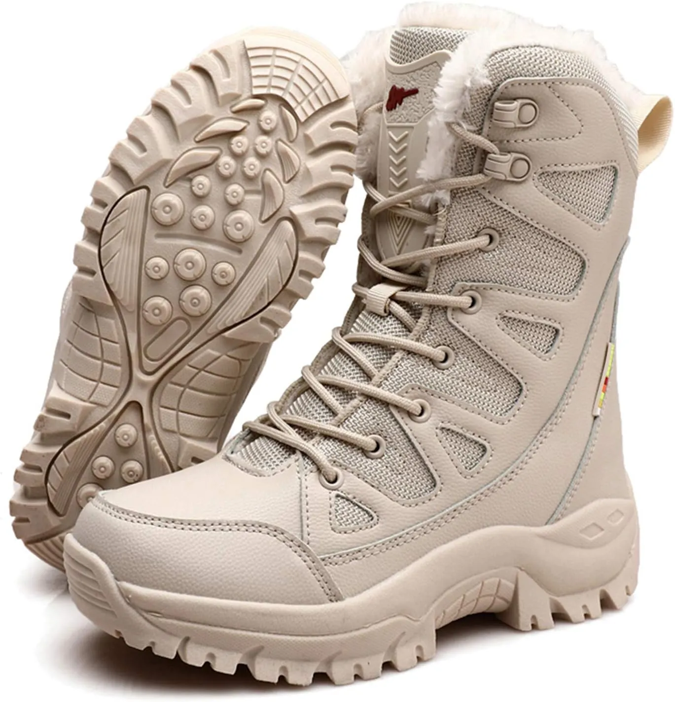 Winter Men Military Boots Leather High-Top Snow Boots Lovers Waterproof Desert Boots Velvet Warm Plus Size Cotton Shoes