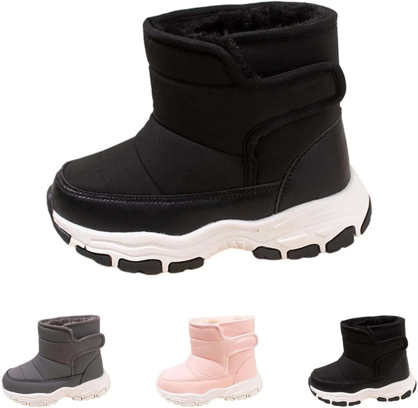 Winter Walking Shoes For Boy Insulated Snow Shoes For Boy Non Slip Plush Lined Ankle Boots Waterproof Hiking Boots