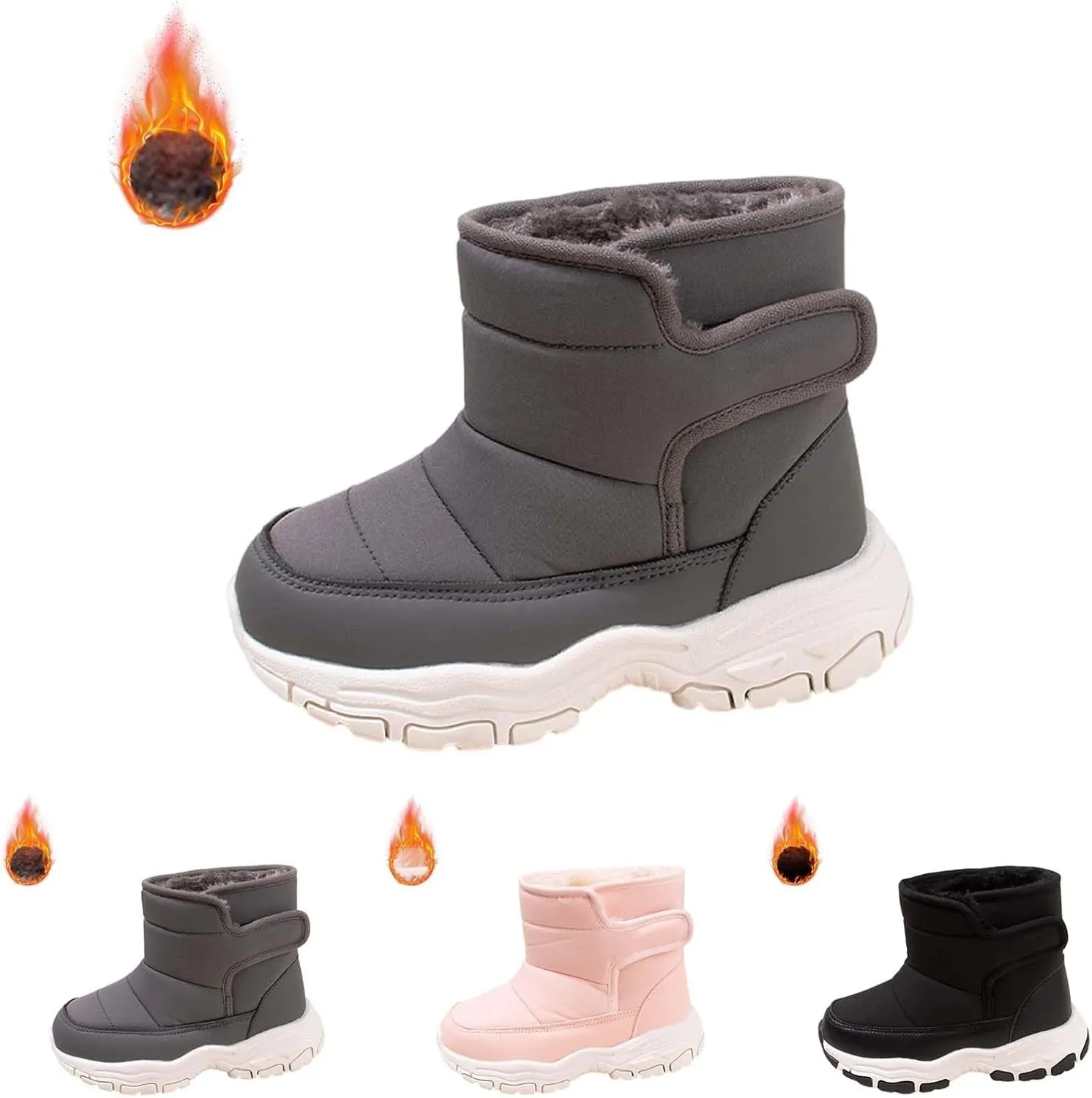 Winter Walking Shoes For Boy Insulated Snow Shoes For Boy Non Slip Plush Lined Ankle Boots Waterproof Hiking Boots
