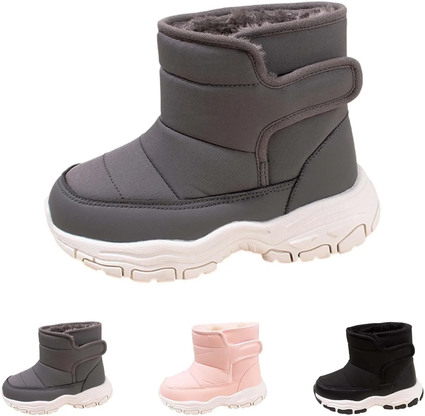 Winter Walking Shoes For Boy Insulated Snow Shoes For Boy Non Slip Plush Lined Ankle Boots Waterproof Hiking Boots