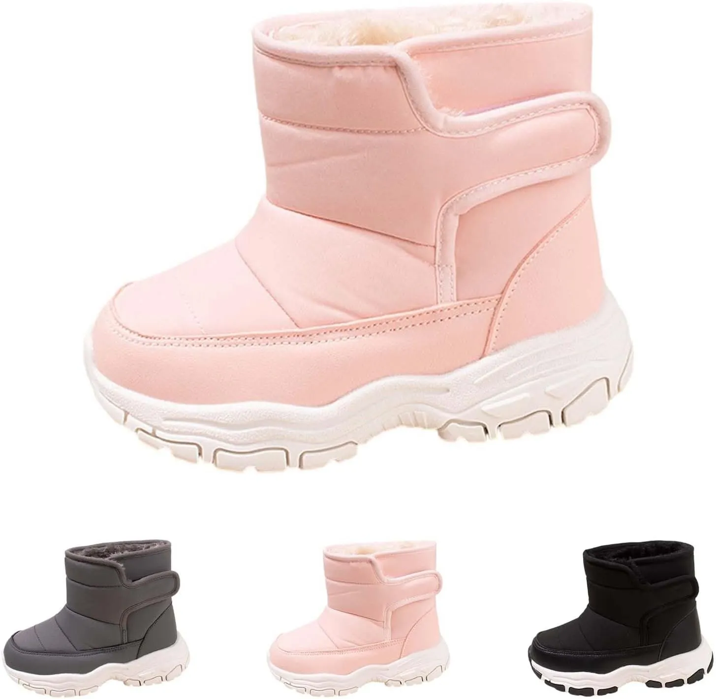 Winter Walking Shoes For Boy Insulated Snow Shoes For Boy Non Slip Plush Lined Ankle Boots Waterproof Hiking Boots