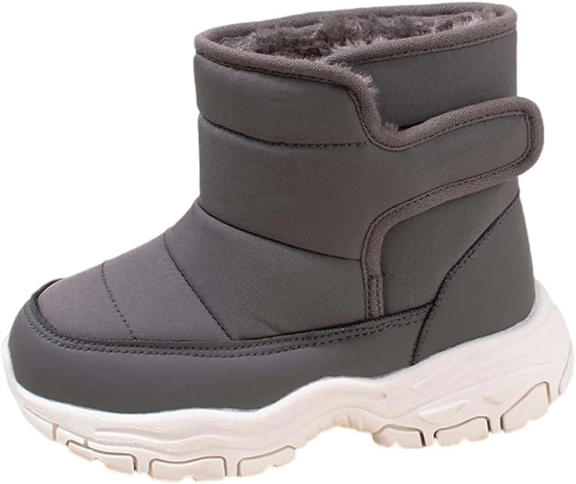 Winter Walking Shoes For Boy Insulated Snow Shoes For Boy Non Slip Plush Lined Ankle Boots Waterproof Hiking Boots