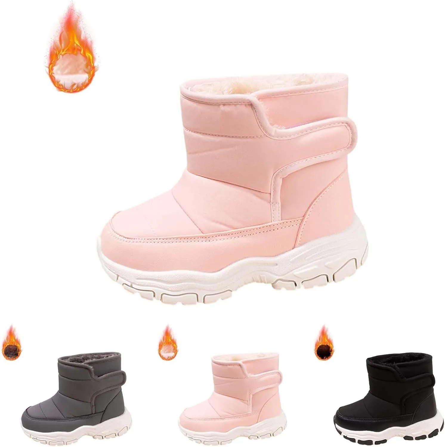 Winter Walking Shoes For Boy Insulated Snow Shoes For Boy Non Slip Plush Lined Ankle Boots Waterproof Hiking Boots