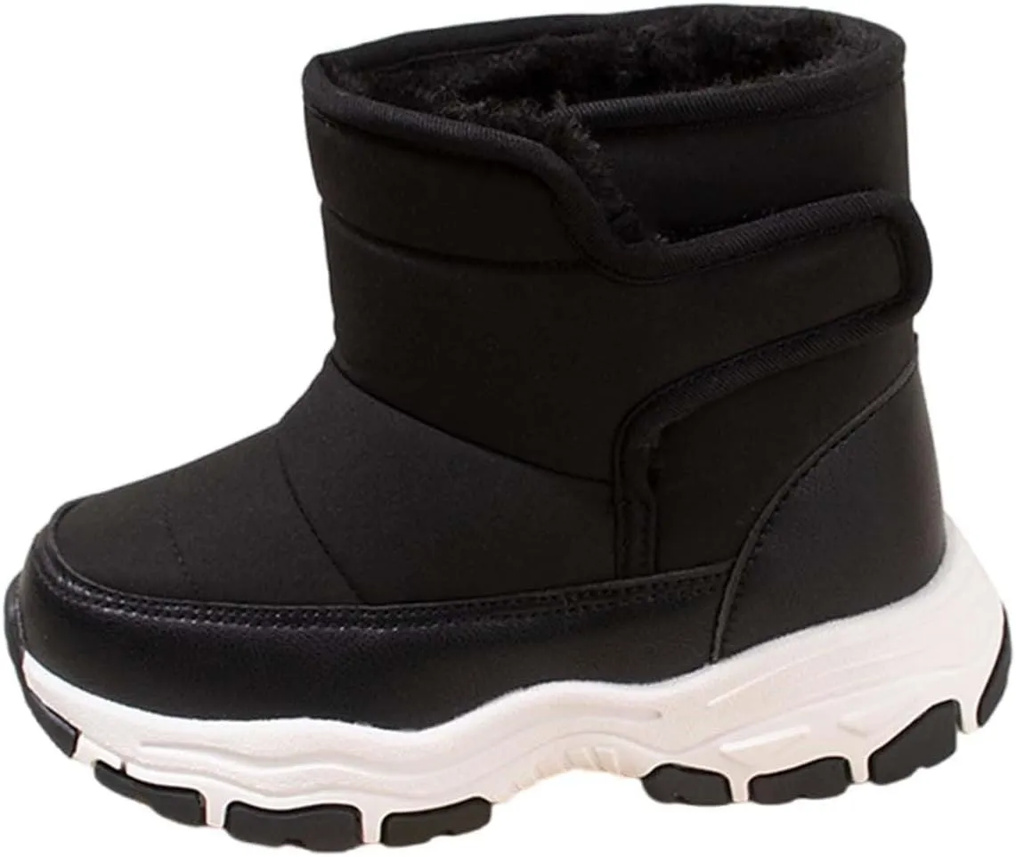 Winter Walking Shoes For Boy Insulated Snow Shoes For Boy Non Slip Plush Lined Ankle Boots Waterproof Hiking Boots