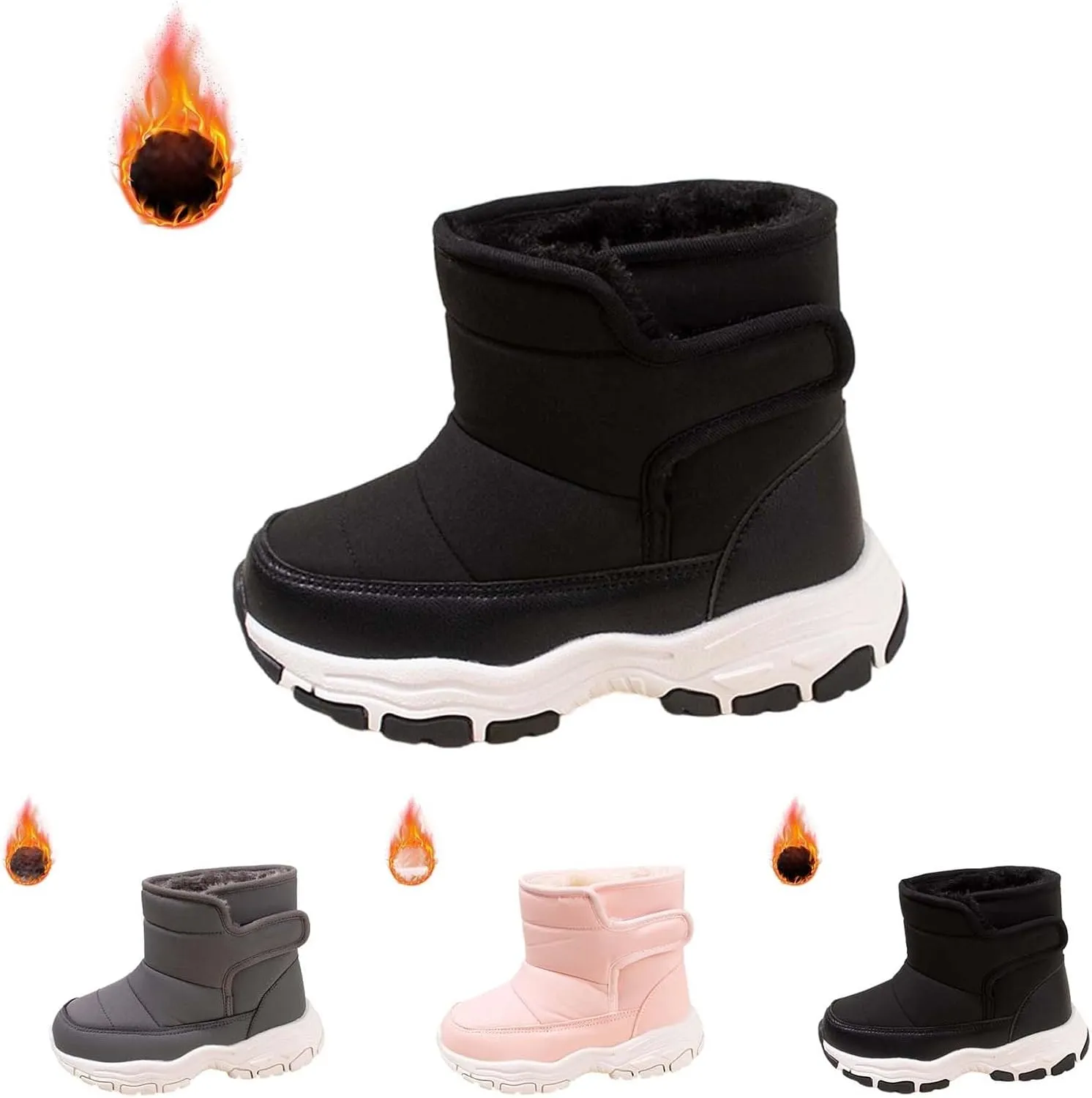 Winter Walking Shoes For Boy Insulated Snow Shoes For Boy Non Slip Plush Lined Ankle Boots Waterproof Hiking Boots
