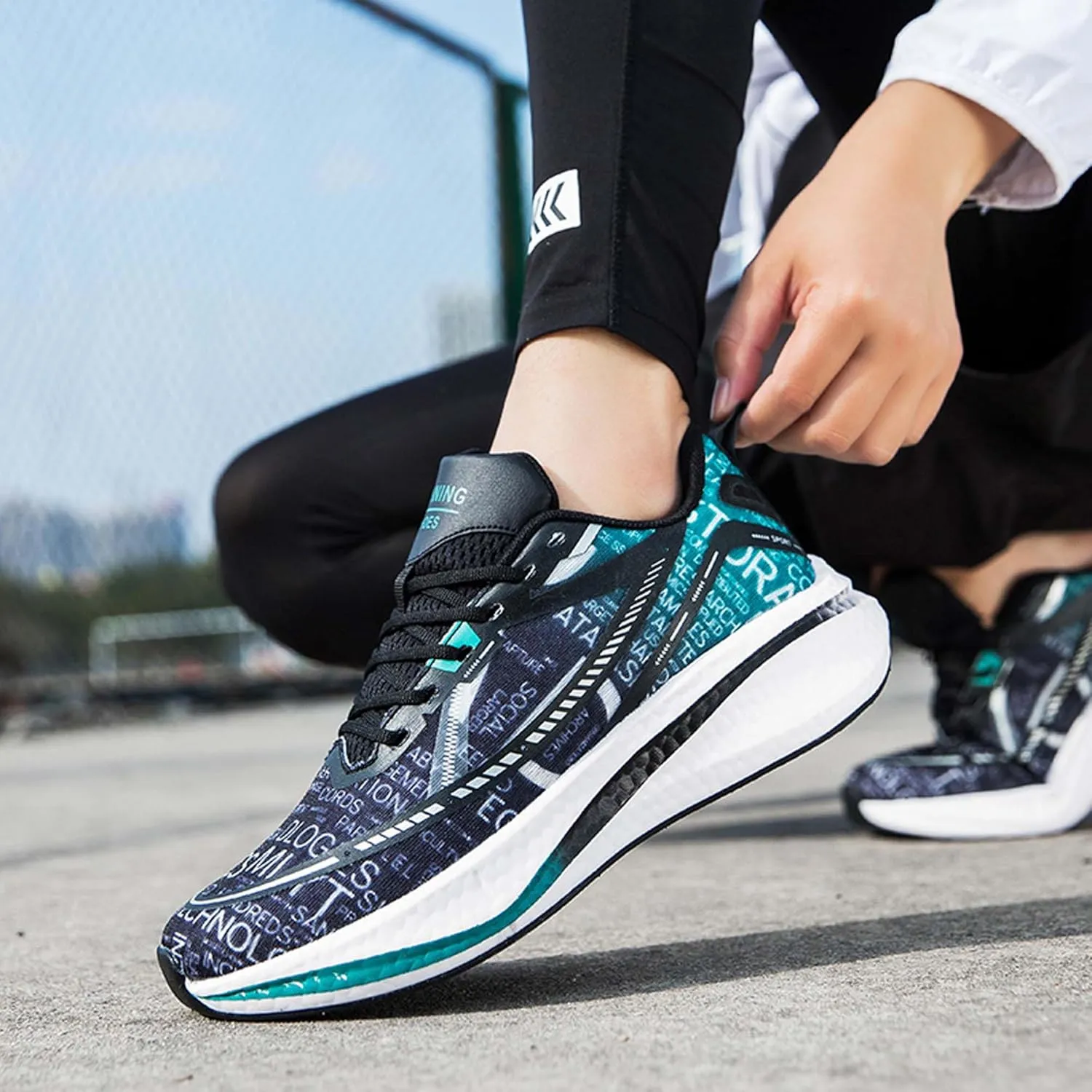 with Cool Color Coded Letters Luminous Lace up Basketball Shoes，Men Women Comfortable Backpack Hiking Shoes for