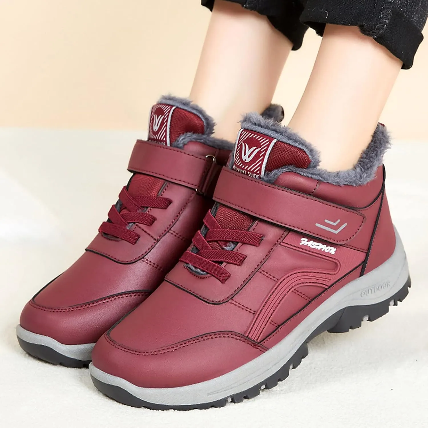 Women Boots Winter Black Short Slip On Boots Ladies Snow Boots for Women Winter Warm Fur Lined Womens Fur Lined Slip On Boot Cowboy Boots for Women Men Winter Booties