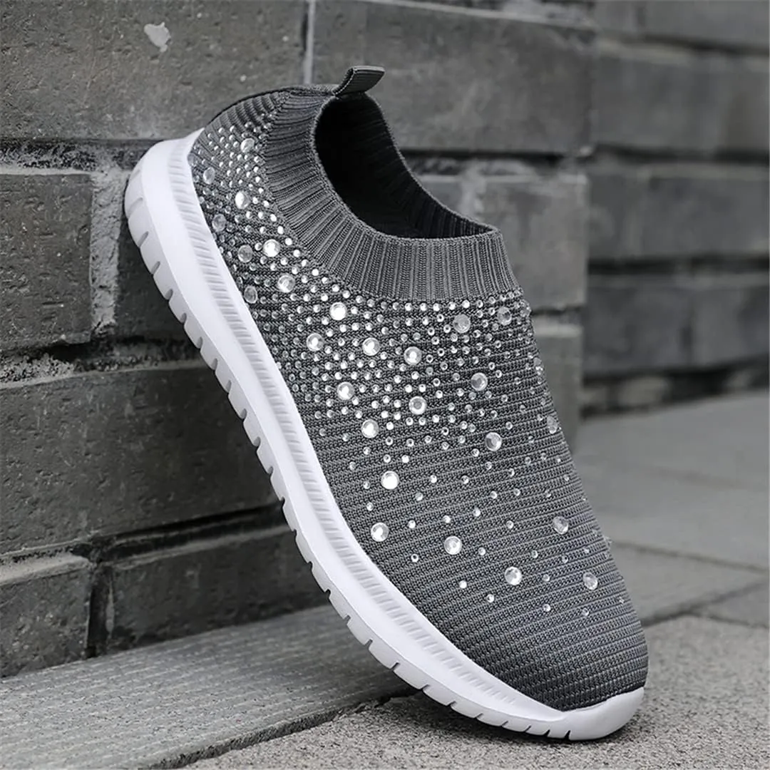 Women Breathable Mesh Knitting Sock Trainer Sneakers Ultra Lightweight Sparkly Shoes Jogging Running Shoes