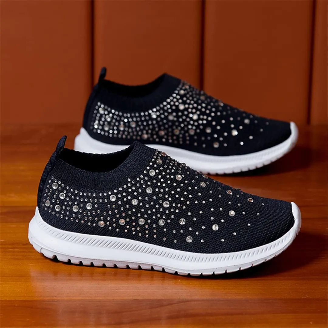 Women Breathable Mesh Knitting Sock Trainer Sneakers Ultra Lightweight Sparkly Shoes Jogging Running Shoes