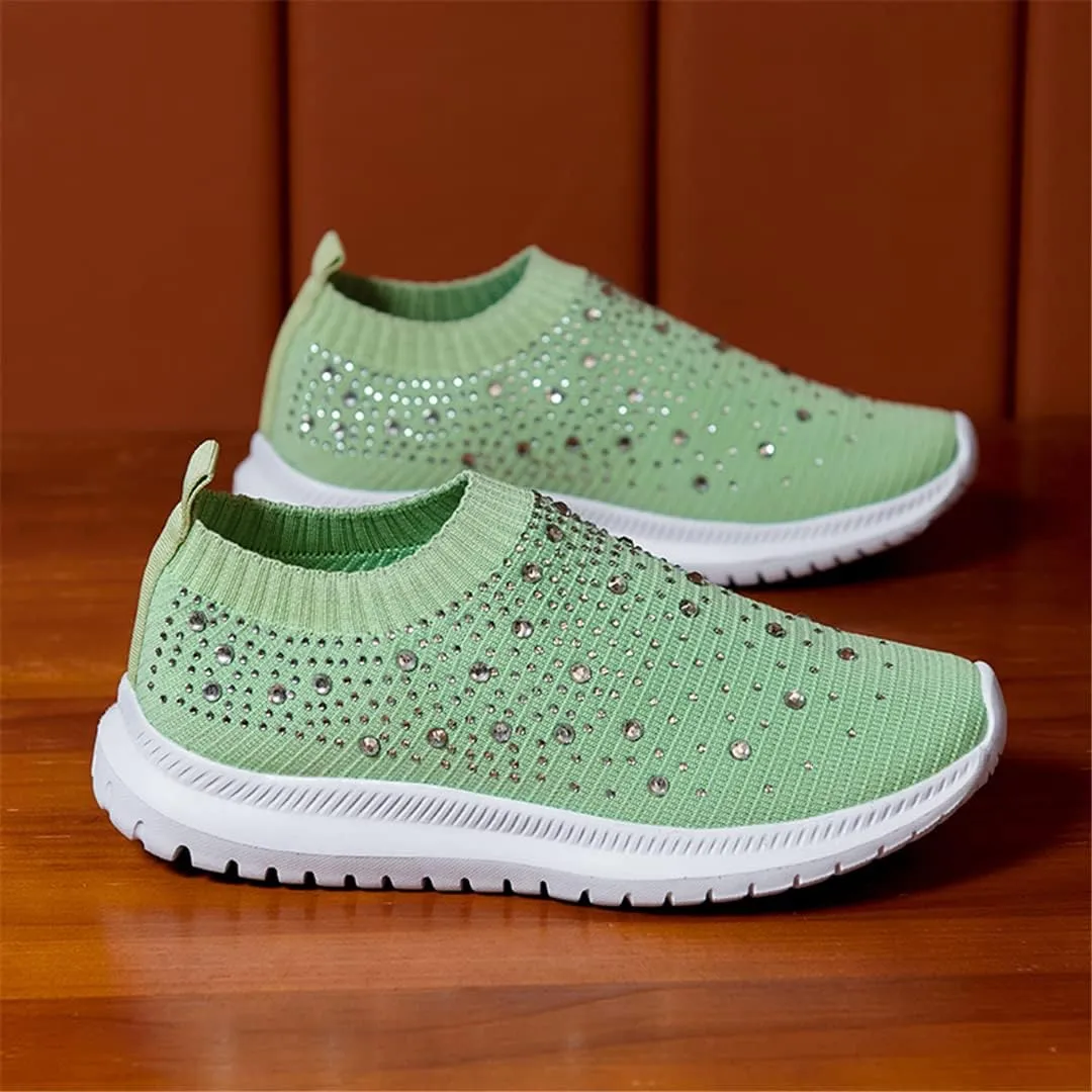 Women Breathable Mesh Knitting Sock Trainer Sneakers Ultra Lightweight Sparkly Shoes Jogging Running Shoes