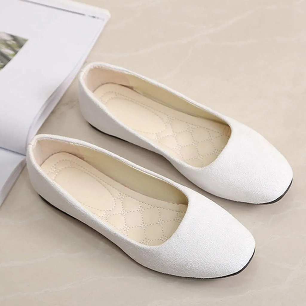 Women Girls Solid Big Size Slip On Flat Shallow Comfort Casual Single Shoes Women Shoes Casual Low Heel