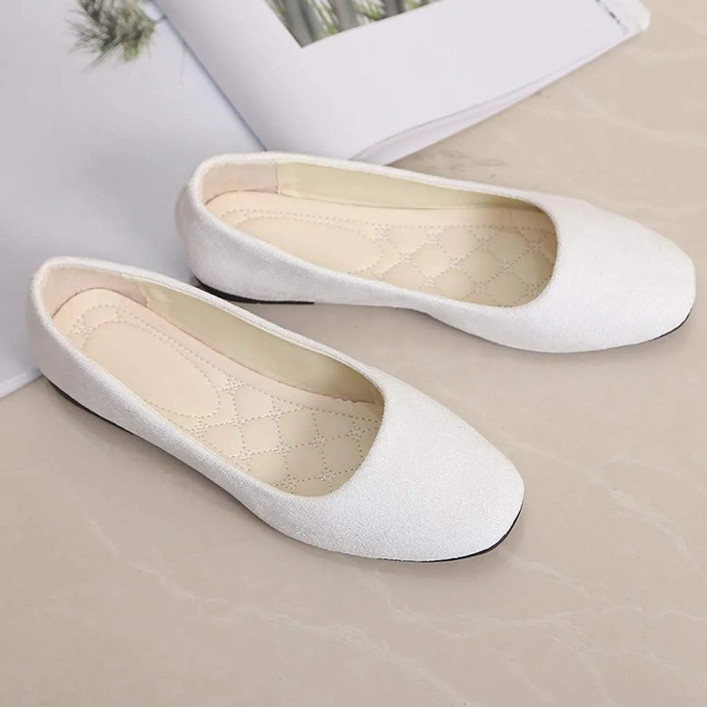 Women Girls Solid Big Size Slip On Flat Shallow Comfort Casual Single Shoes Women Shoes Casual Low Heel