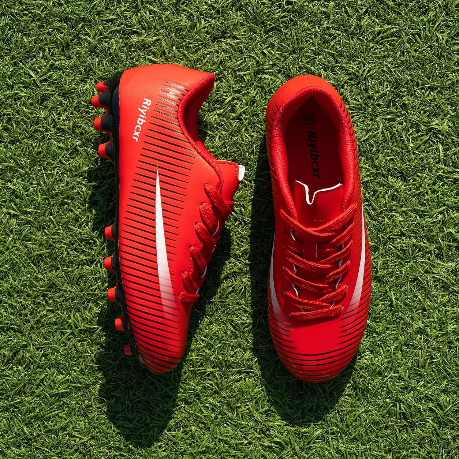 Women Soccer Cleats Lace-Up Turf Football Shoes Indoor Outdoor Low-Top Fustal Soccer Training