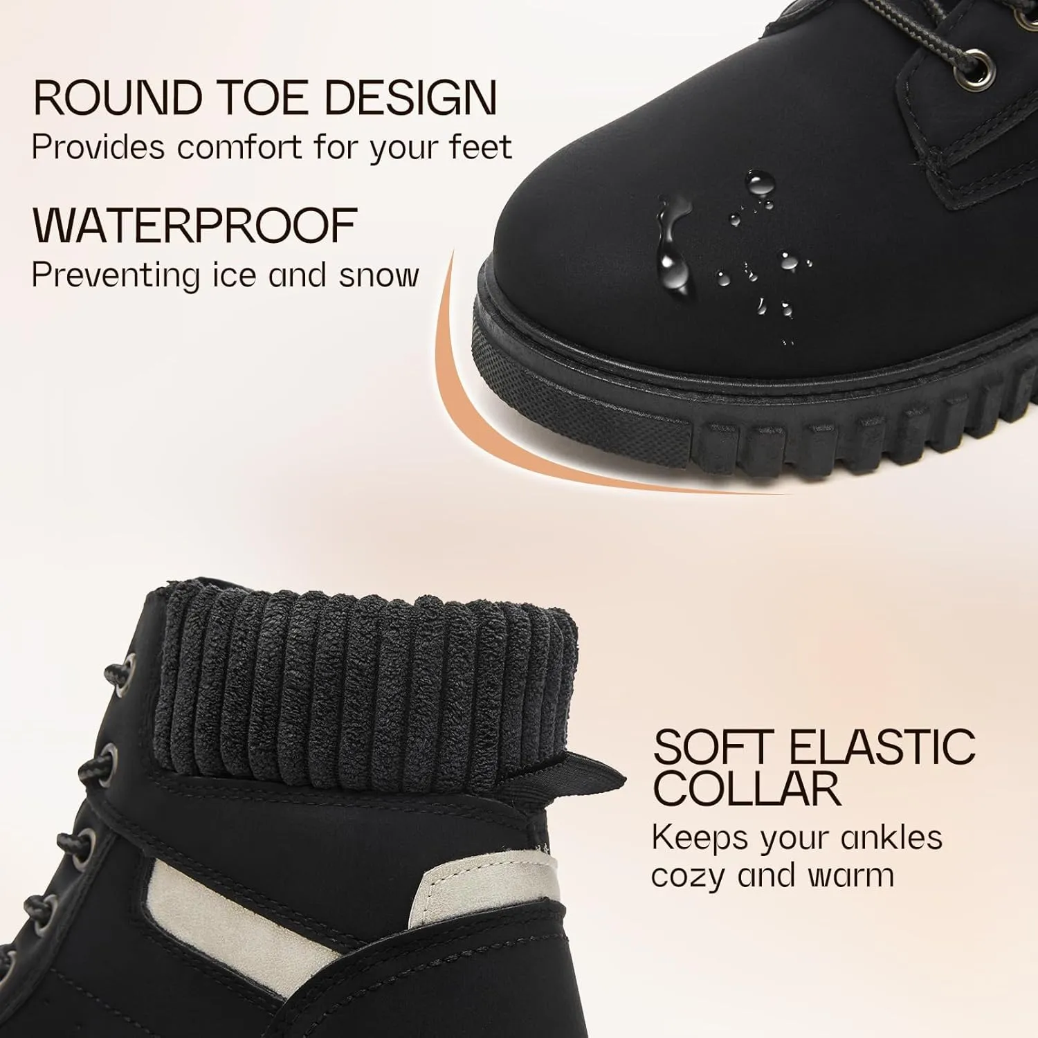 Women's Ankle Boots & Booties Waterproof Boots for Women Black Hiking Boots Women Combat Non Slip Snow Boots for Outdoor Work