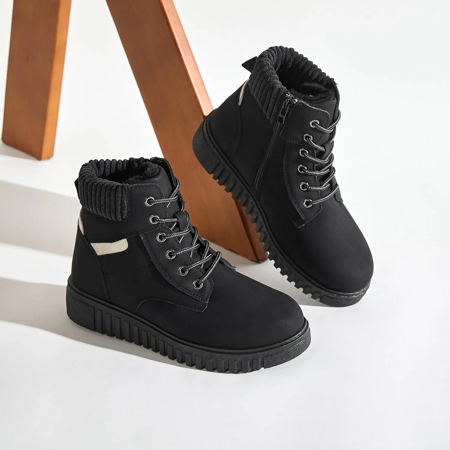 Women's Ankle Boots & Booties Waterproof Boots for Women Black Hiking Boots Women Combat Non Slip Snow Boots for Outdoor Work