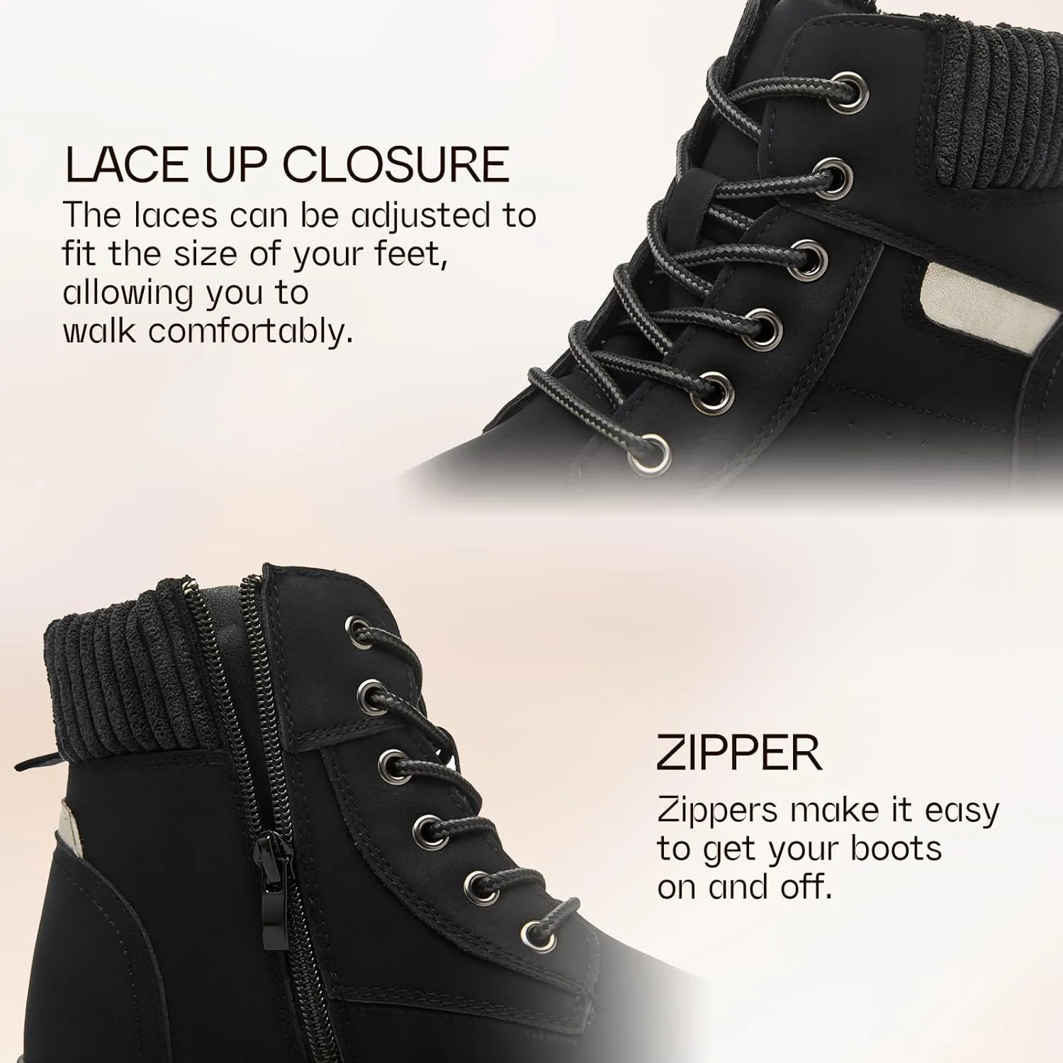 Women's Ankle Boots & Booties Waterproof Boots for Women Black Hiking Boots Women Combat Non Slip Snow Boots for Outdoor Work